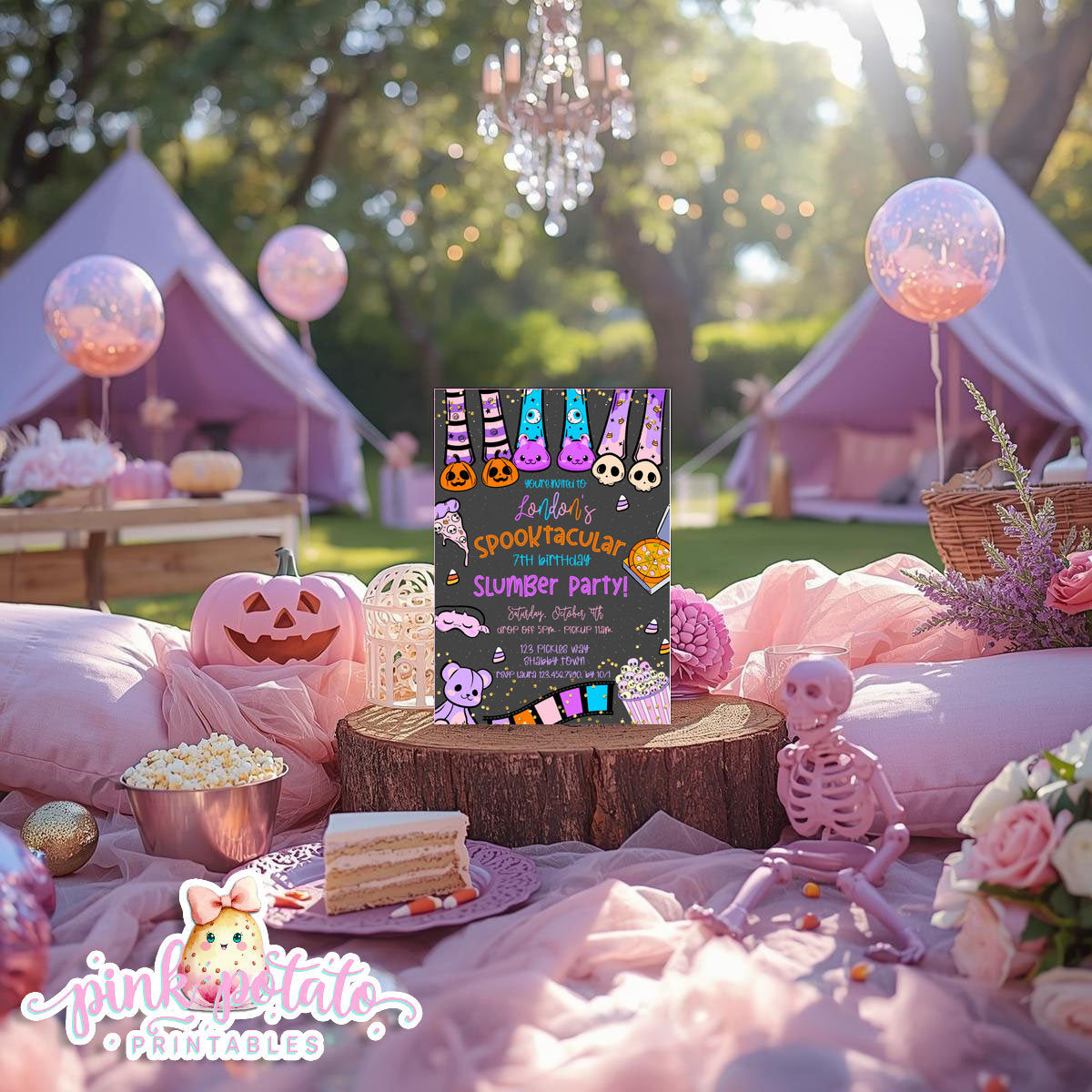 Spooktacular Slumber Party-Invitation-We Customize-Personalize-Halloween Party Invitation-Sleepover-Halloween-Digital-DIGITAL DOWNLOAD