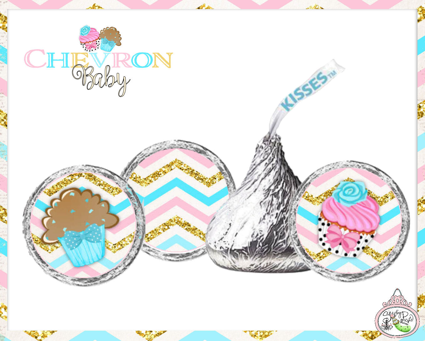 Chevron Baby-FULL Party Printables-Plain & Theme-Cupcake or Stud Muffin-Shabby Chic Parties-Gender Reveal Party-Baby Shower-INSTANT DOWNLOAD