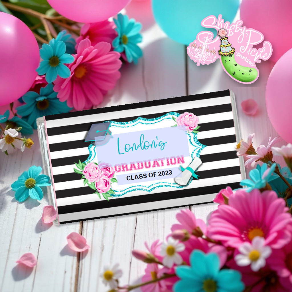 Kate Spade (2) Inspired Chocolate Bar Wrappers-Candy Bar Label-Edit in Corjl-Favors-Hershey Kiss Labels-Graduation Party-Graduation-Printable-INSTANT DOWNLOAD