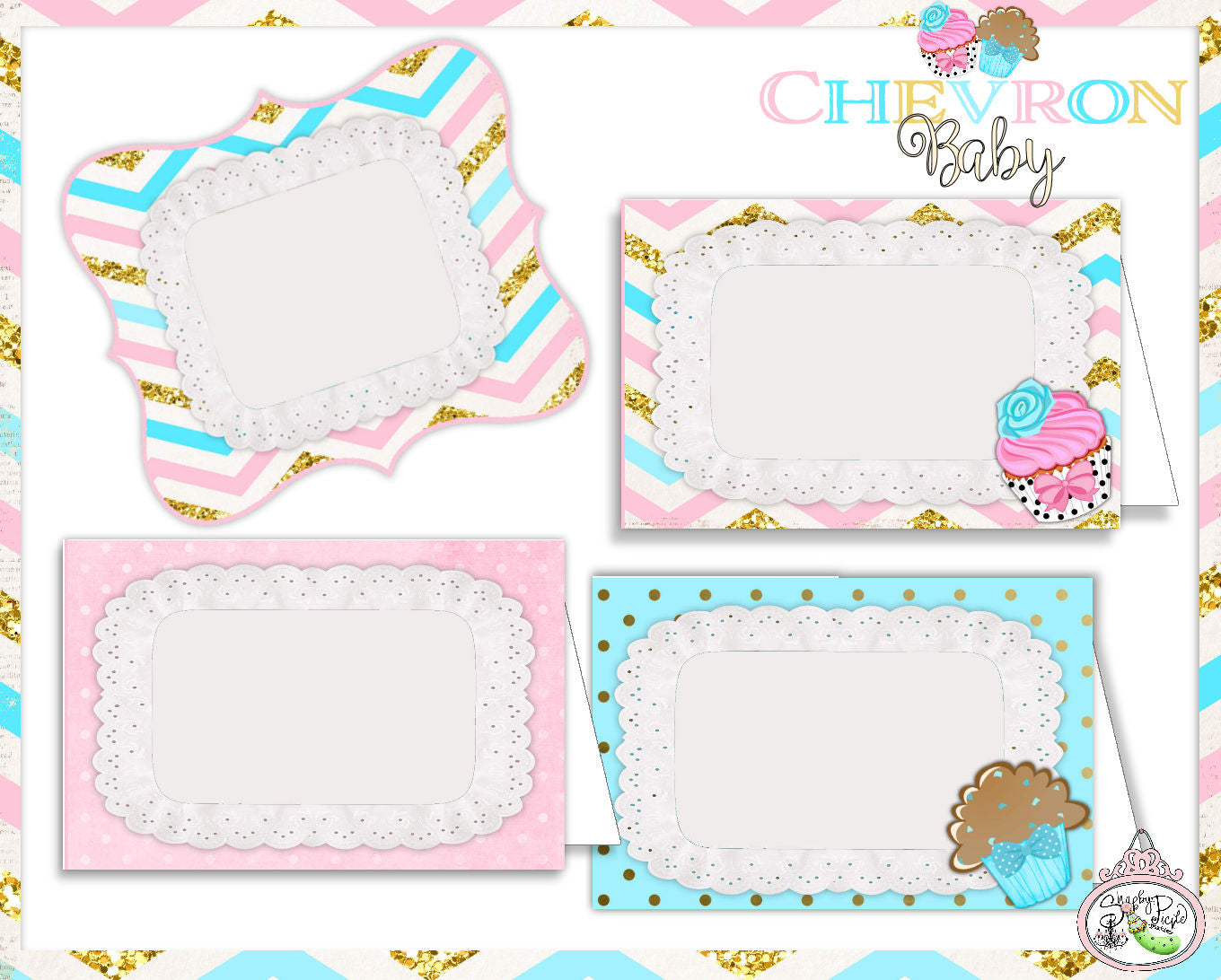 Chevron Baby-Tent/Food Place Cards Party Printables-Editable Tent Cards-Baby Shower-Gender Reveal-DIY-Digital Decorations-INSTANT DOWNLOAD