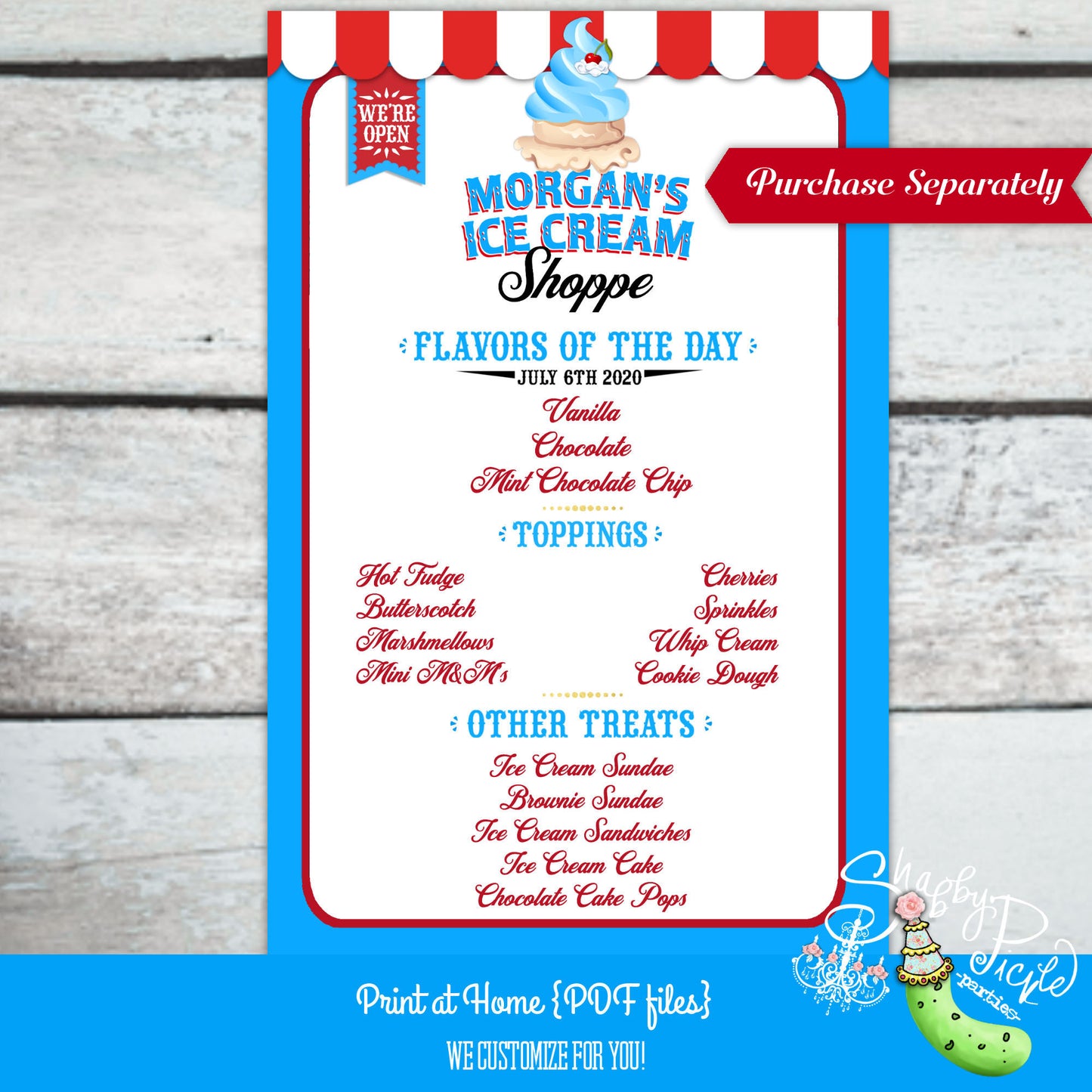 Ice Cream Shoppe Party-Custom BIRTHDAY Invitation-Your Name-We Custom Logo and Party Details-Retro Ice Cream Shop-Printable-DIGITAL DOWNLOAD