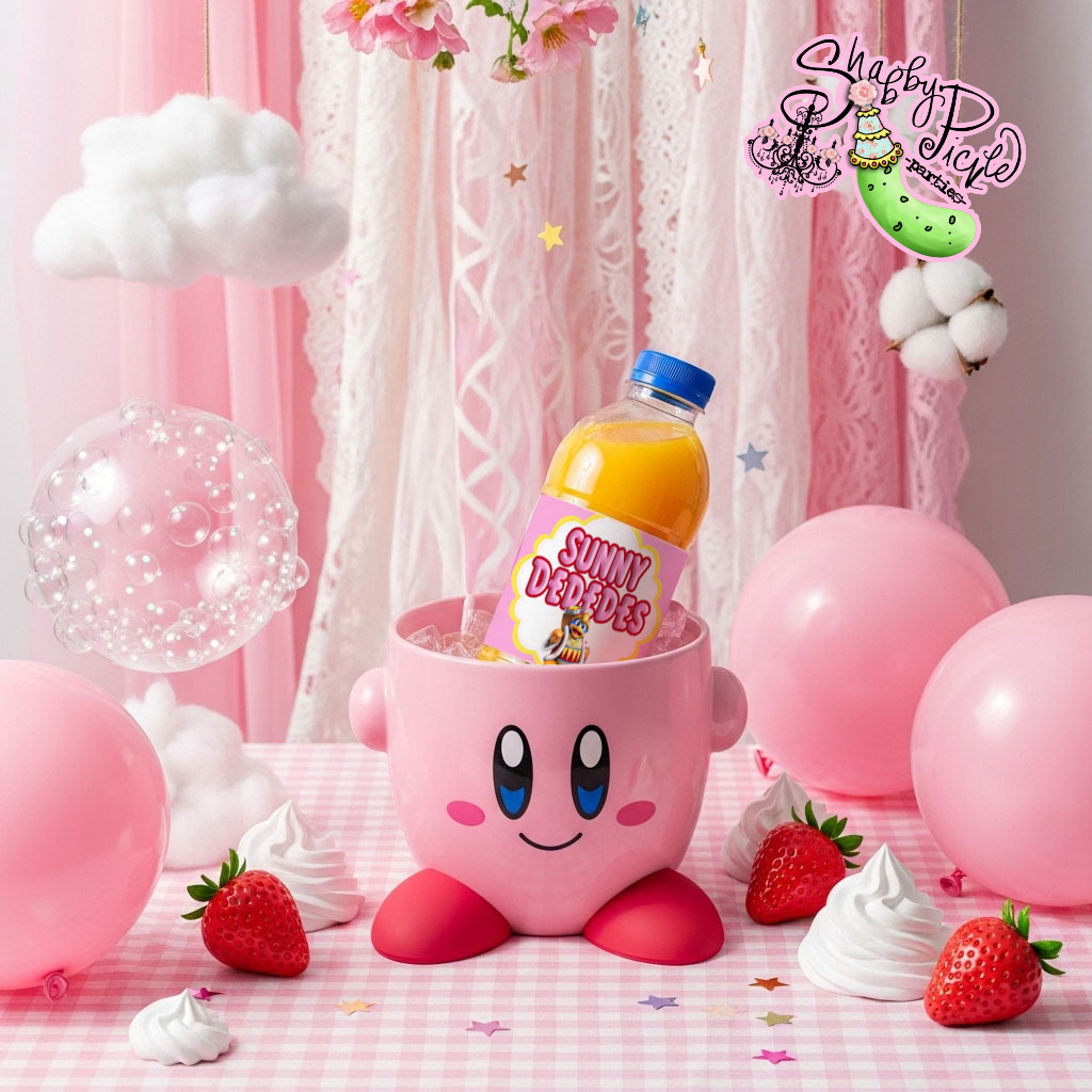Kirby-Sunny D Labels-Sunny DeDeDe-Kirby Party Theme-INSTANT DOWNLOAD