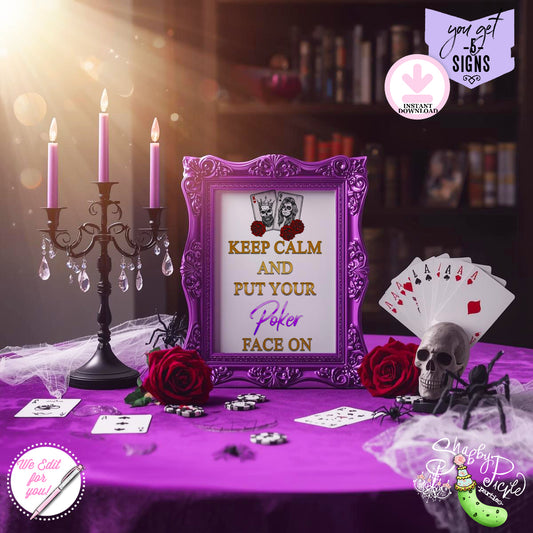 Halloween Poker Night-Signs-We Customize-Personalize Name on 1 Sign-5 8x10 Signs-Game Night-Pick Image-Halloween-Digital-DIGITAL DOWNLOAD