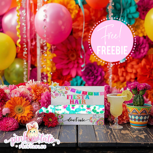 Fiesta-HAIR TIE CARD-Fiesta Hair Don't Care-Hair Tie Holder-Hair Elastic Party Favor-Cinco De Mayo-Taco Tuesday-Margarita Monday-INSTANT DOWNLOAD