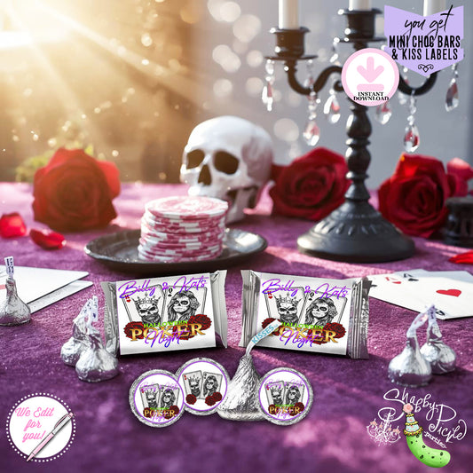 Halloween Poker Night-Candy Wrappers-We Customize-Personalize- Chocolate Bar-Kisses-Game Night-Pick Image-Halloween-Digital-DIGITAL DOWNLOAD