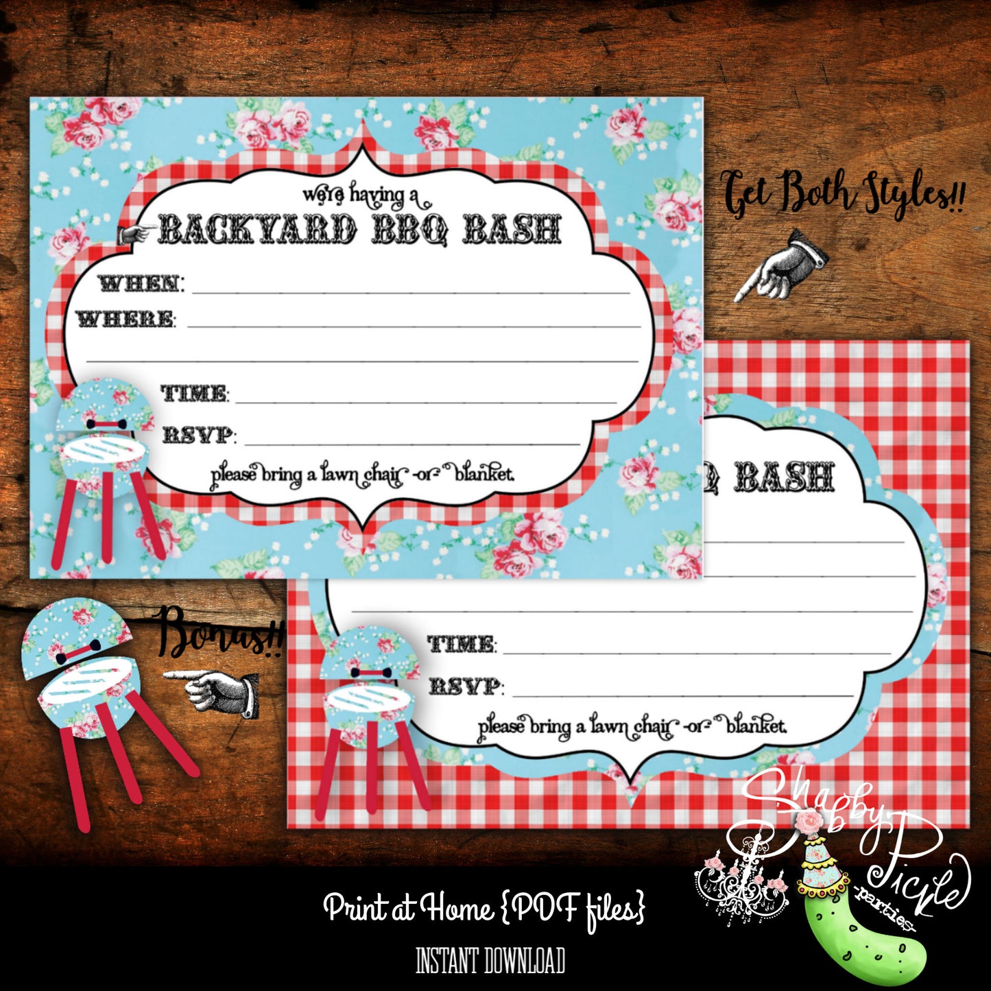 Vintage BBQ-Fill In Invitations-Blank-Party Invitation-Invite-Picnic-BarBQue-BBQ Invitation-Printable-Cookout-Cook Out-DIY-Instant Download