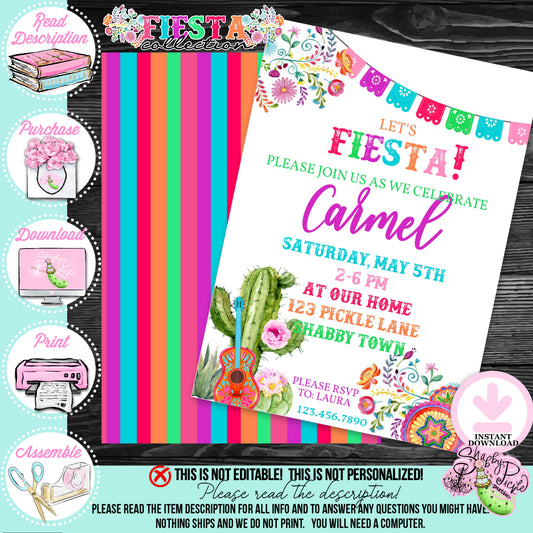 Fiesta-INVITATIONS-Editable in Corjl-Cinco De Mayo Invite-Taco Tuesday-Margarita Monday-INSTANT DOWNLOAD