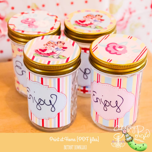 Sweet Nothings-Mason Jar Labels/Stickers/Seals-Plain and Valentines Day Theme-Party Printable-Valentine-Birthday-Parties-Digital Decorations