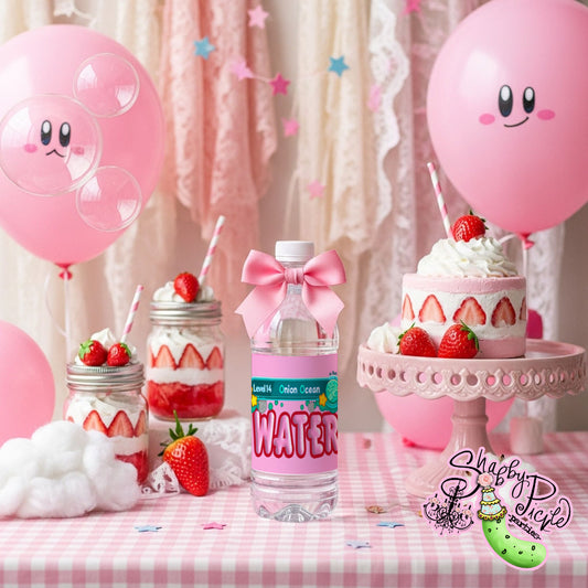 Kirby-Kirby Water Bottle Labels-Kirby Party Theme-INSTANT DOWNLOAD