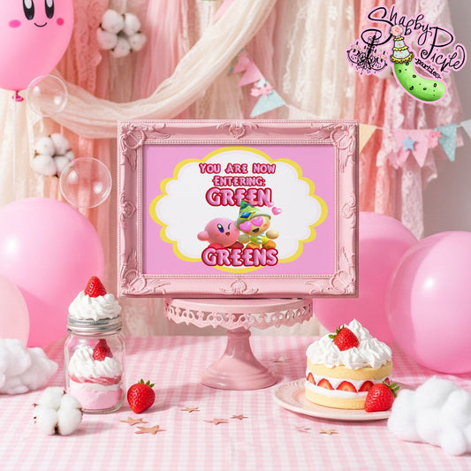 Kirby-You Are Now Entering Green Greens Sign-8x10 Sign-Kirby Party Theme-INSTANT DOWNLOAD