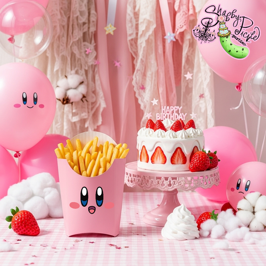 Kirby-Fry Box Template-Kirby Party Theme-INSTANT DOWNLOAD