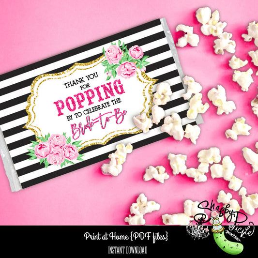 Kate Spade Bridal-Kate Spade Inspired Microwave Popcorn Label-Wedding Shower-Bachelorette Party-Bride-Favors-Printable-INSTANT DOWNLOAD