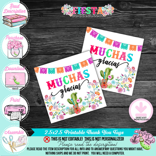 Fiesta-Favor Tags-Thank You Tags-Muchas Gracias-Cinco De Mayo-Gift Tags-Taco Bar-Celebration-Margarita Bar-Digital-INSTANT DOWNLOAD