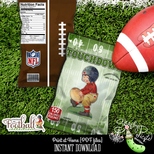 Vintage Football-Super Bowl Chip Bag-Potato Chips-Super Bowl Party Printable-Superbowl Sunday Parties-Super Bowl-Sports-DIY-INSTANT DOWNLOAD