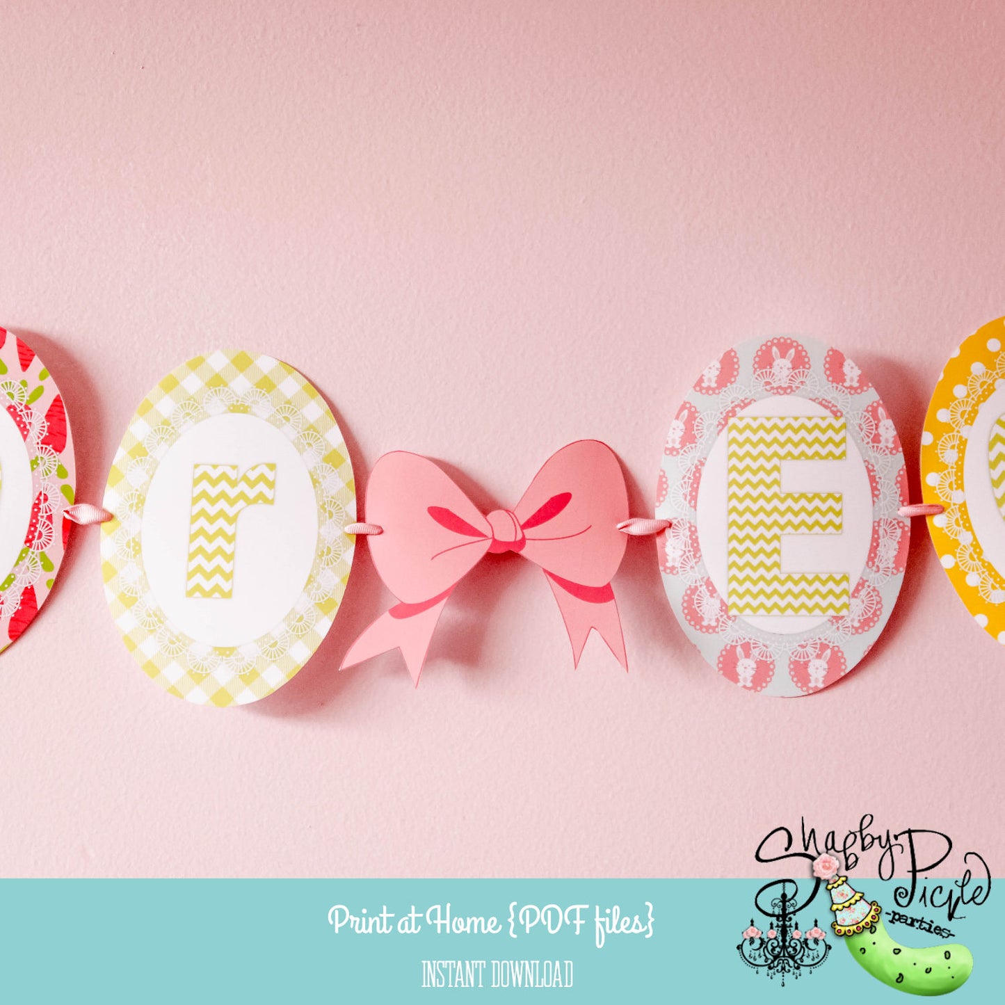 Chickadee Easter Banner-Alphabet-Birthday-Easter Egg Hunt-Party Printable-Spring-Holiday-Shabby Chic Parties-Download-Digital Decorations