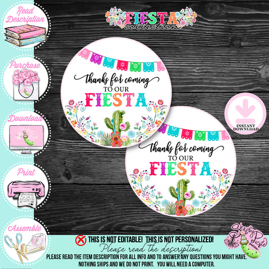 Fiesta-3" ROUND TAGS-Thank You Tags-Party Logos-Favor Tags-Party Favor Tags-Cinco De Mayo-Taco Tuesday-Margarita Monday-INSTANT DOWNLOAD