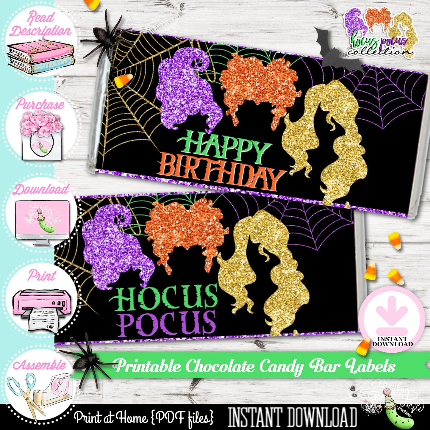 Hocus Pocus Chocolate Bar Labels-Printable-Hershey Chocolate Bar Label-Candy Bar-Halloween Party-Birthday-Holiday-Digital-INSTANT DOWNLOAD