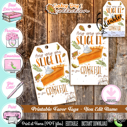 Turkey Day I-Editable Favor Tags-Printable-You Edit Name Only-Favor Cards-Thanksgiving Dinner-Holiday Party-INSTANT DOWNLOAD