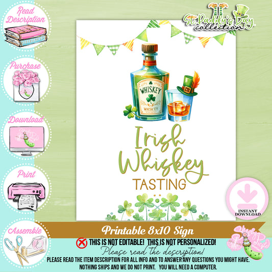 St. Paddy's Day-Whiskey Tasting-Irish Whiskey Tasting Sign-St. Patrick's Day Theme-Party Printable-Digital-INSTANT DOWNLOAD