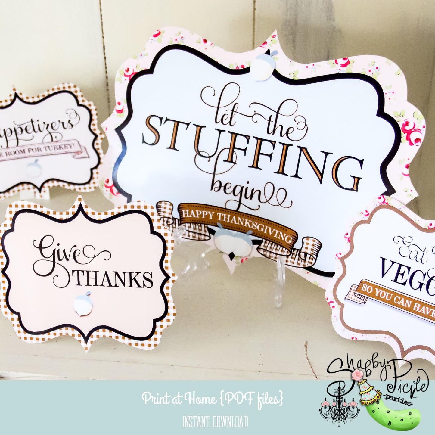 Thanksgiving-Party GetTogether-Gathering-Signs-Left Over Labels-Buffet Table Signs-Print At Home-Printable Party-Printables-INSTANT DOWNLOAD