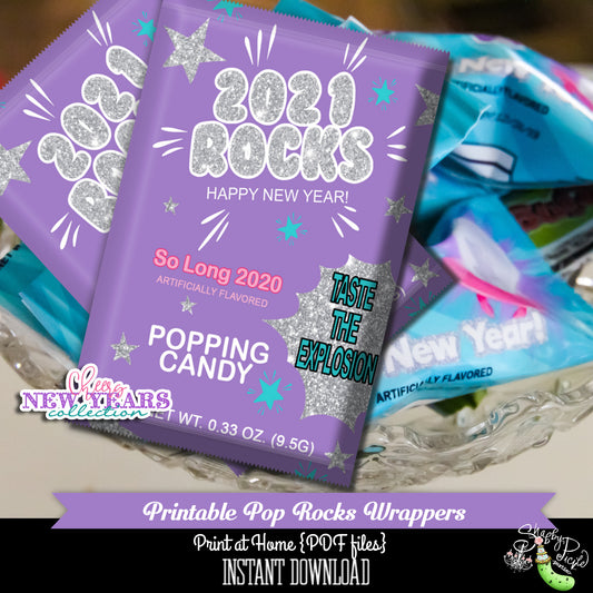 Cheers New Year's Pop Rocks Candy Wrapper-Party Favor-New Years Eve Party-2024 Rocks-Candy Wrapper-New Year's Eve-Printable-INSTANT DOWNLOAD