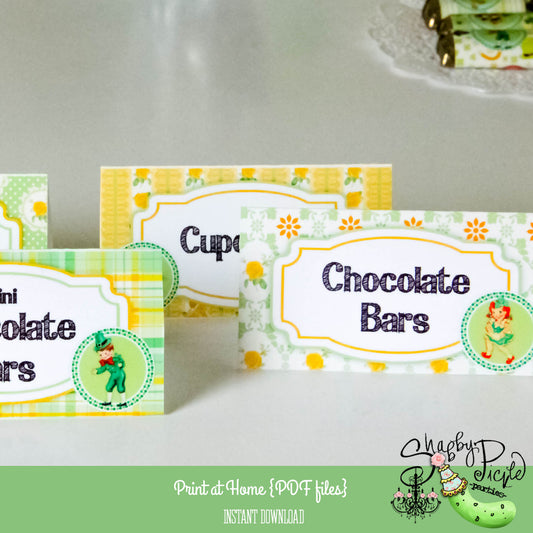 Vintage St. Paddys Day-Buffet Cards-Tent Food Place Cards-St. Patricks Day Party Printables-Parties-Digital Decorations-Instant Download