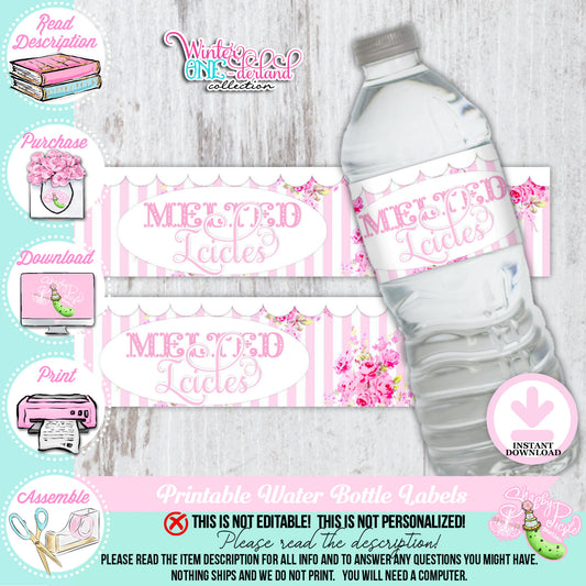 Winter ONE-derland-Water Bottle Labels-Plain and Theme-Party Printable-Birthday-Mothers Day-Bridal Shower-Girls Birthday-INSTANT DOWNLOAD