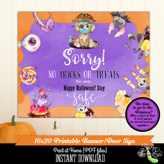 Halloween Cat & Dog-16x20 No Candy Sign-No Tricks or Treats-Halloween Sign-Quarantine Halloween Sign-Social Distance-INSTANT DOWNLOAD