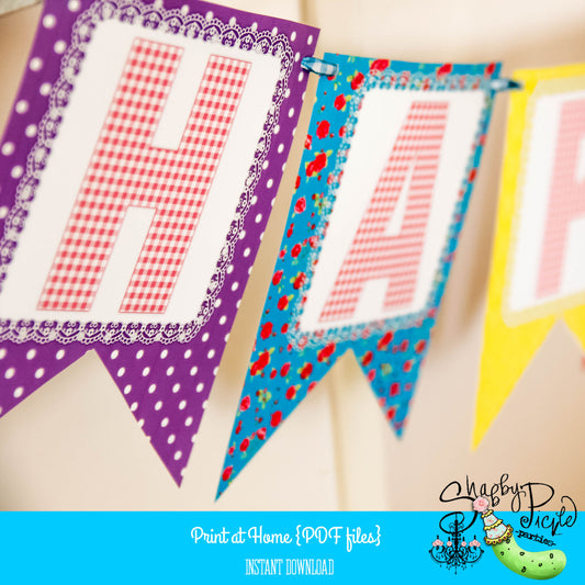 Hip Garden Banner-Solid/Alphabet/Birthday/Shower/Garden-Party Printable-Easter-Holiday-Shabby Chic Parties-DIY-Download-Digital Decorations