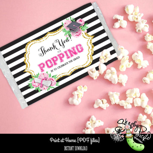 Kate Spade Graduation-Kate Spade Inspired-Microwave Popcorn Wraps-Graduation Party-Graduate-Printables-Graduation Favors-INSTANT DOWNLOAD