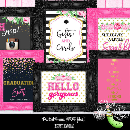 Kate Spade Graduation-Kate Spade Inspired Graduation Signs-Graduation Party-8x10, 5x7-Grad-Graduation Favors-INSTANT DOWNLOAD