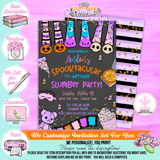 Spooktacular Slumber Party-Invitation-We Customize-Personalize-Halloween Party Invitation-Sleepover-Halloween-Digital-DIGITAL DOWNLOAD