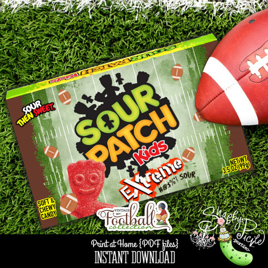 Vintage Football-Super Bowl Sour Patch Kids Box Label-Super Bowl Party Printable-Superbowl Sunday Parties-Super Bowl-Sports-Instant Download