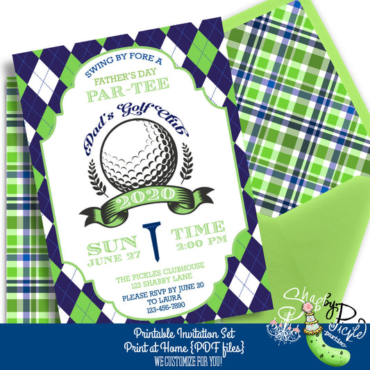 Father's Day-Golf Invitations-CUSTOMIZE IN CORJL-Dad's Golf Club-Invite-Cards-Dad's Day Party-Personalize-Printable-Print At Home-INSTANT DOWNLOAD