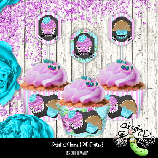 Gender Reveal-Cupcake or Stud Muffin-Cupcake Wraps & Toppers-Party Printables-New Baby Parties-Baby Shower-Digital Decor-INSTANT DOWNLOAD