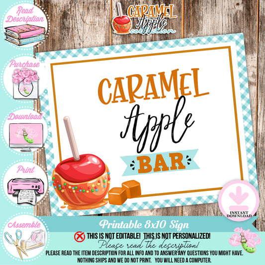 Caramel Apple-Caramel Apple Bar Directions-Buffet Bar How To-Toffee Apple-Caramel Apple Bar-Prefilled Directions-Digital-INSTANT DOWNLOAD