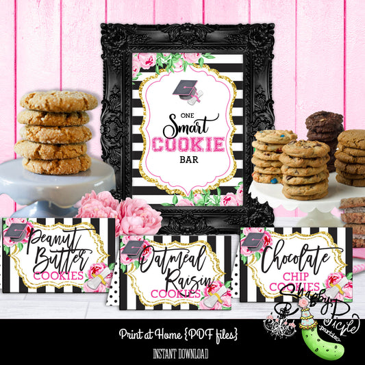 Kate Spade Graduation-Kate Spade Inspired Cookie Bar-Prefilled Tent Cards-Sign-Graduation Party-One Smart Cookie-Printable-INSTANT DOWNLOAD