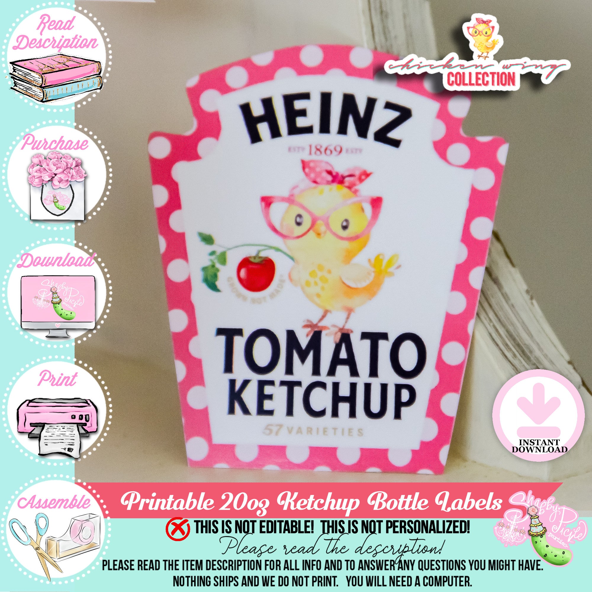 Chicks Night-Ketchup Bottle Labels-Bottle Label-Chicken Wing-Chick The ...
