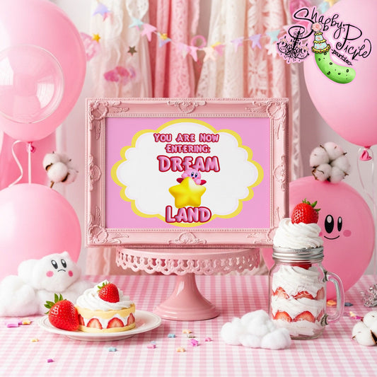 Kirby-You Are Now Entering Dream Land Sign-8x10 Sign-Kirby Party Theme-INSTANT DOWNLOAD