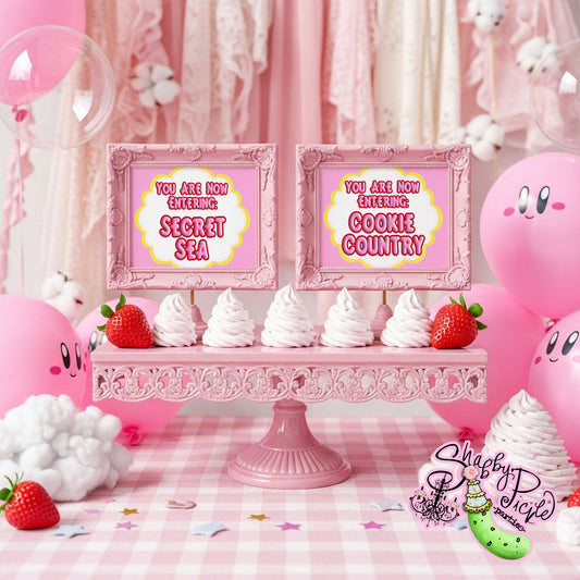Kirby-2 5x7 Signs-Kirby Party Theme-INSTANT DOWNLOAD