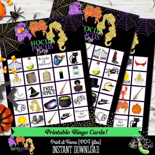 Hocus Pocus Halloween Bingo Cards-Printable-Movie Night Bingo-Hocus Pocus Bingo-Halloween Party-Birthday-Holiday-Digital-INSTANT DOWNLOAD