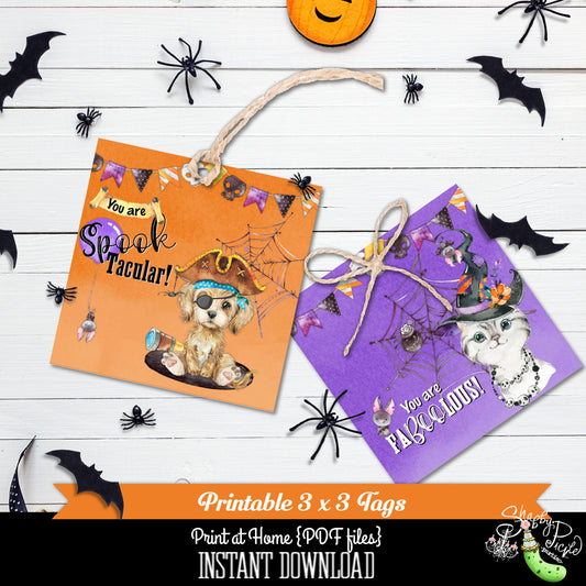 Halloween Cat & Dog-Tags-Halloween-Printable-Favor Tags-Gift Tags-Party Tags-Halloween Party-Covid Halloween-Pirate-Witch-INSTANT DOWNLOAD