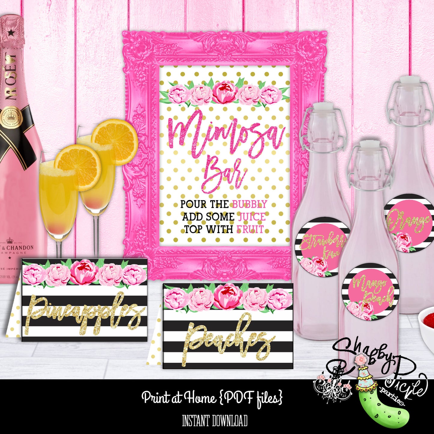 Kate Spade Bridal-Kate Spade Inspired Mimosa Bar-Prefilled Tent Cards-Graduation Party-Shower-Bachelorette-Printable-INSTANT DOWNLOAD