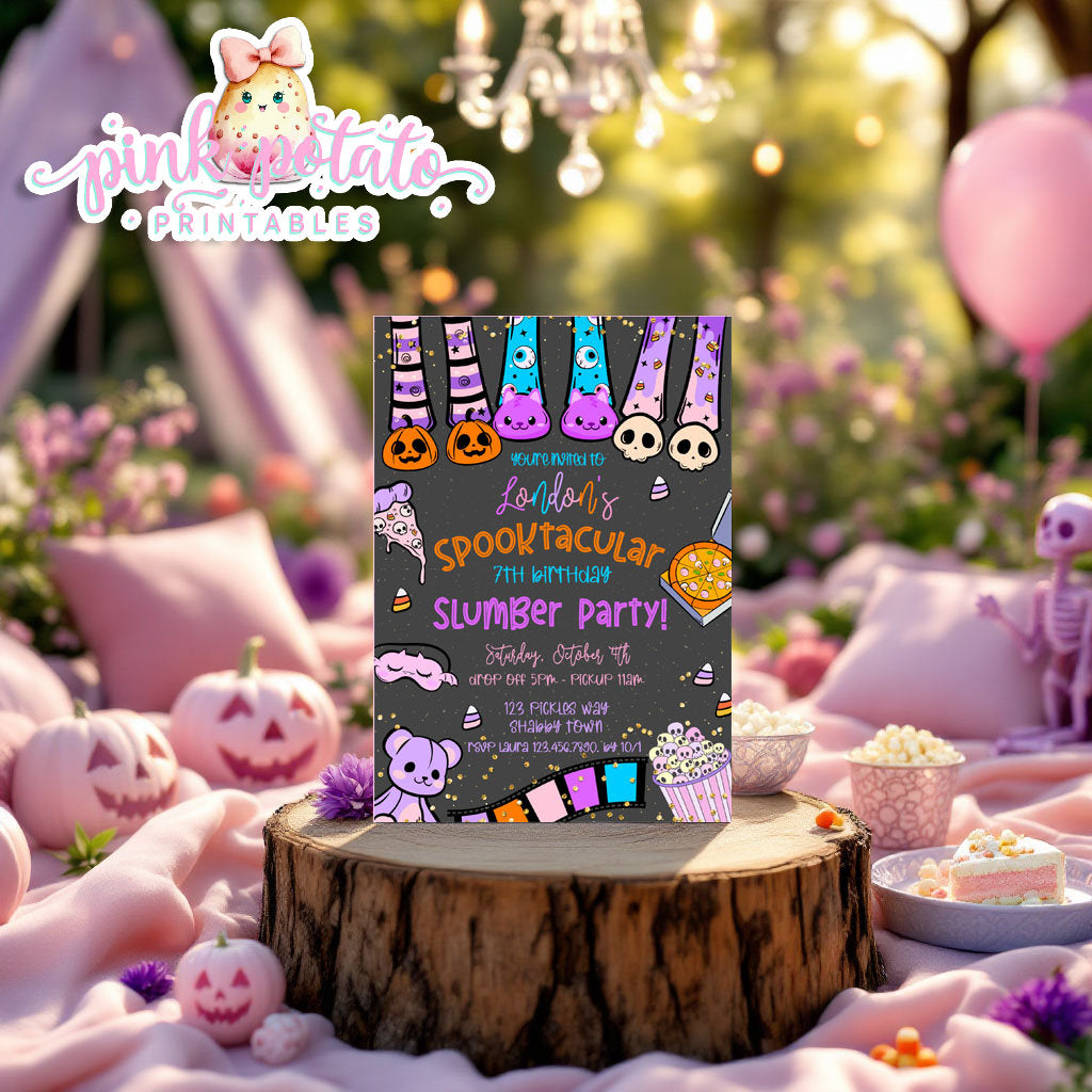 Spooktacular Slumber Party-Invitation-We Customize-Personalize-Halloween Party Invitation-Sleepover-Halloween-Digital-DIGITAL DOWNLOAD