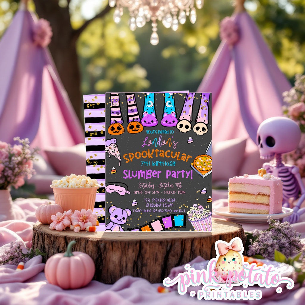Spooktacular Slumber Party-Invitation-We Customize-Personalize-Halloween Party Invitation-Sleepover-Halloween-Digital-DIGITAL DOWNLOAD