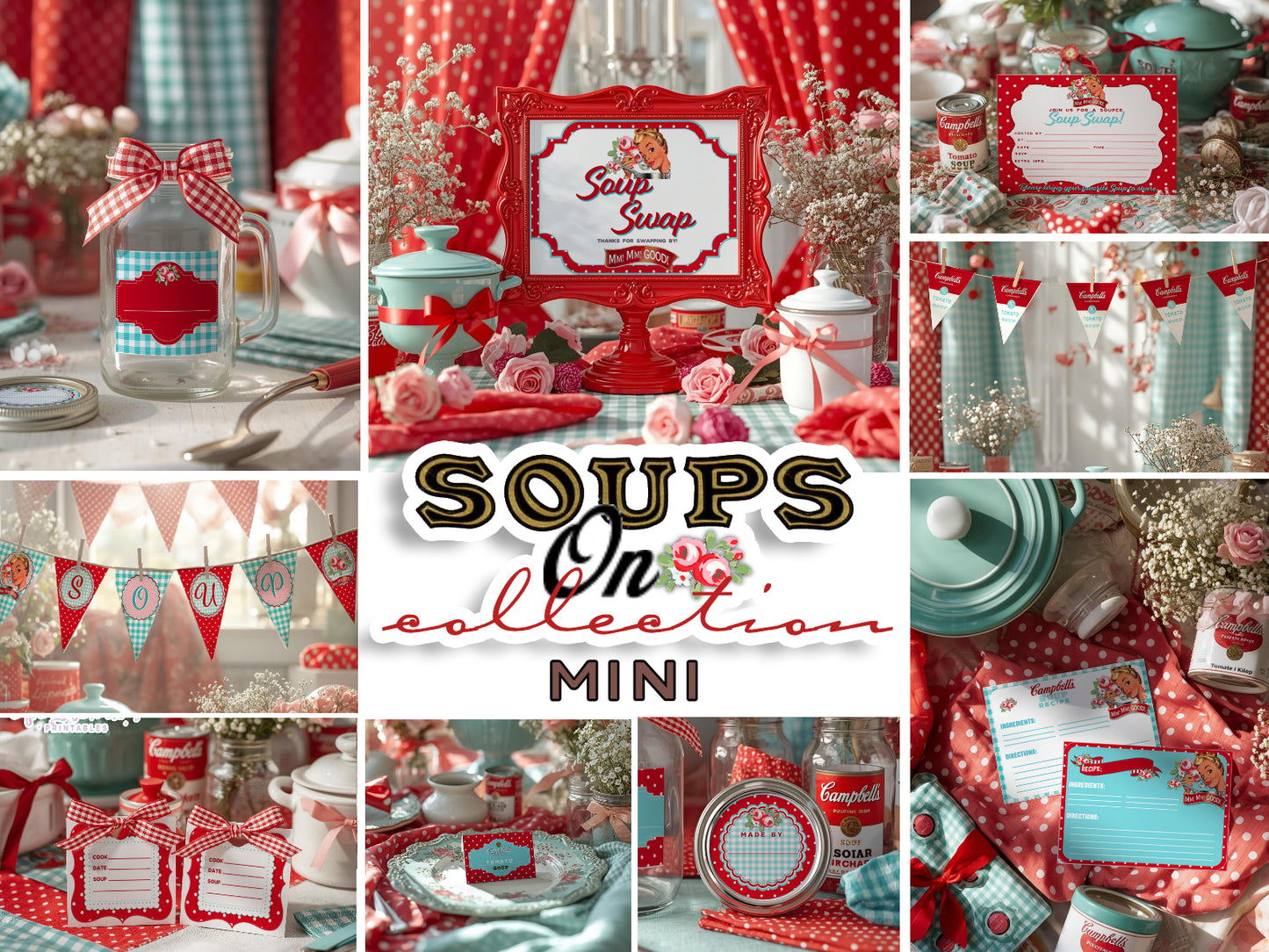 Soup Swap Mini Kit-Party Printable-Editable-Soups On-Soup Social-Soup Can-Campbells-Neighbors Night-Soup Party-Decorations-INSTANT DOWNLOAD