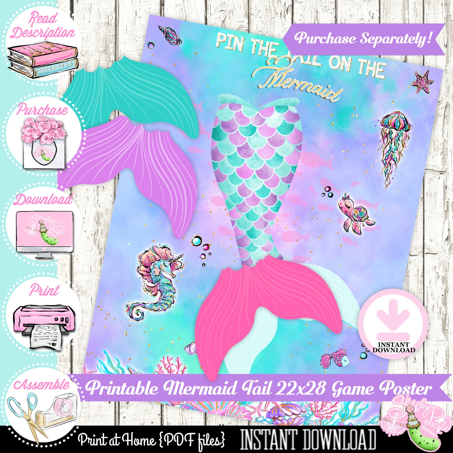 Mermaid Tails-Full Party-Complete Mermaid Party-Personalized-Customized-Mermaid Party-Under the Sea-Party Printable-DIGITAL DOWNLOAD