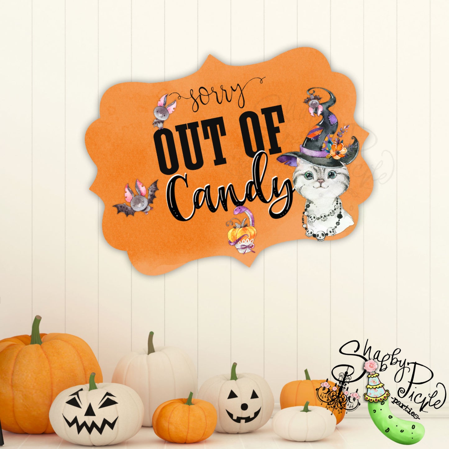 Halloween Cat & Dog-Out of Candy Sign Halloween-Printable-Covid Halloween-Quarantine Halloween-Halloween Door Sign-Witch-INSTANT DOWNLOAD