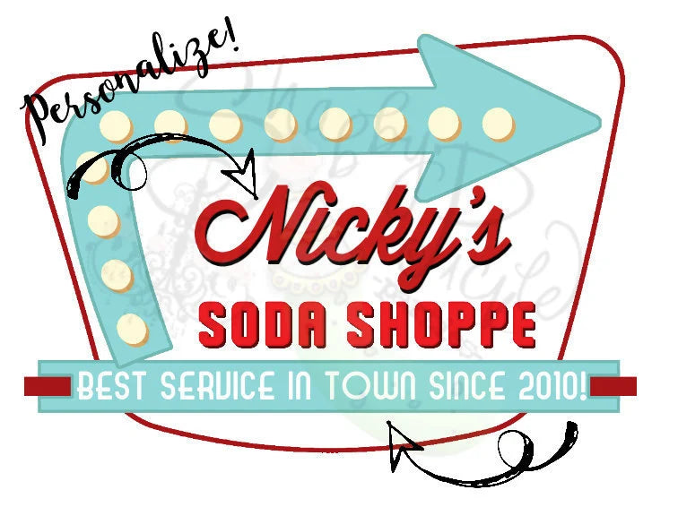 Retro Diner Or Soda Shoppe-Water Bottle Labels-We Customize-Soda Shop-Retro-50's Diner-Party PRINTABLE-Birthday-1950s-DIGITAL DOWNLOAD