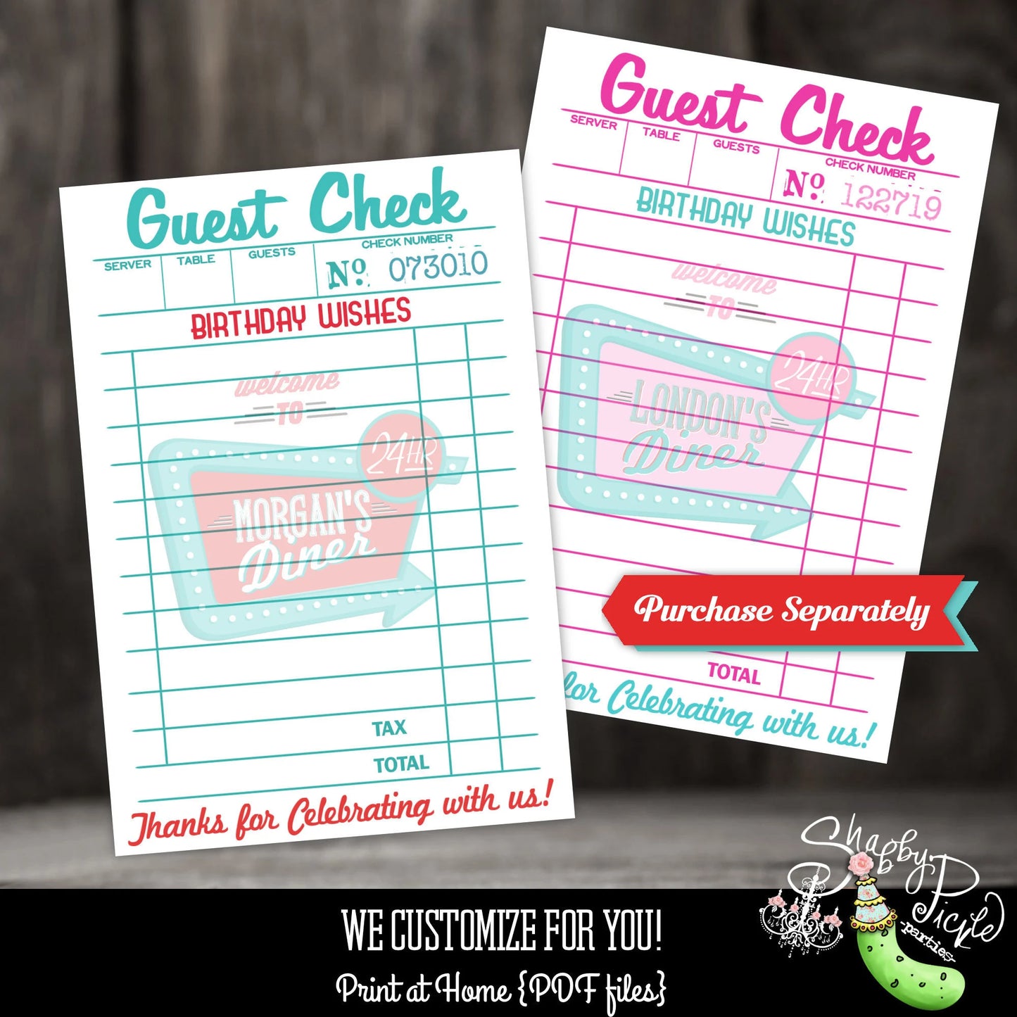 Retro Diner-We Customize with Your Name!-Retro-50's Diner-Party Printable-Boys Birthday-1950s-50s Party-Parties-Printables-DIGITAL DOWNLOAD